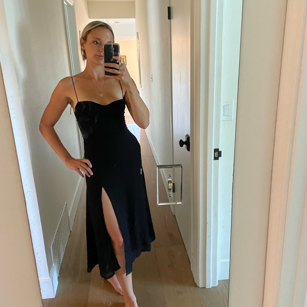 Reformation Juliette Sleeveless Midi Dress in Black